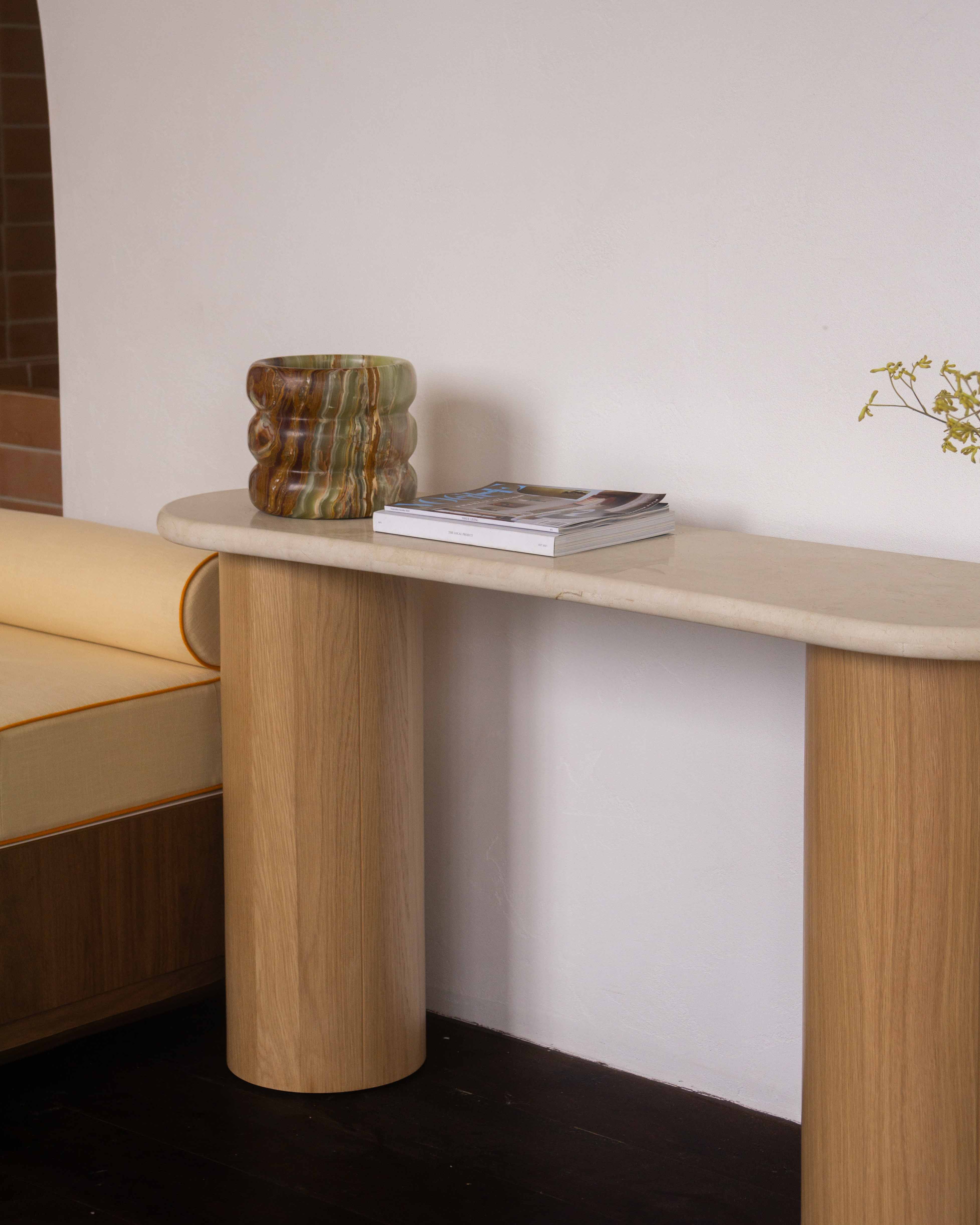 Cream and clearance oak console table