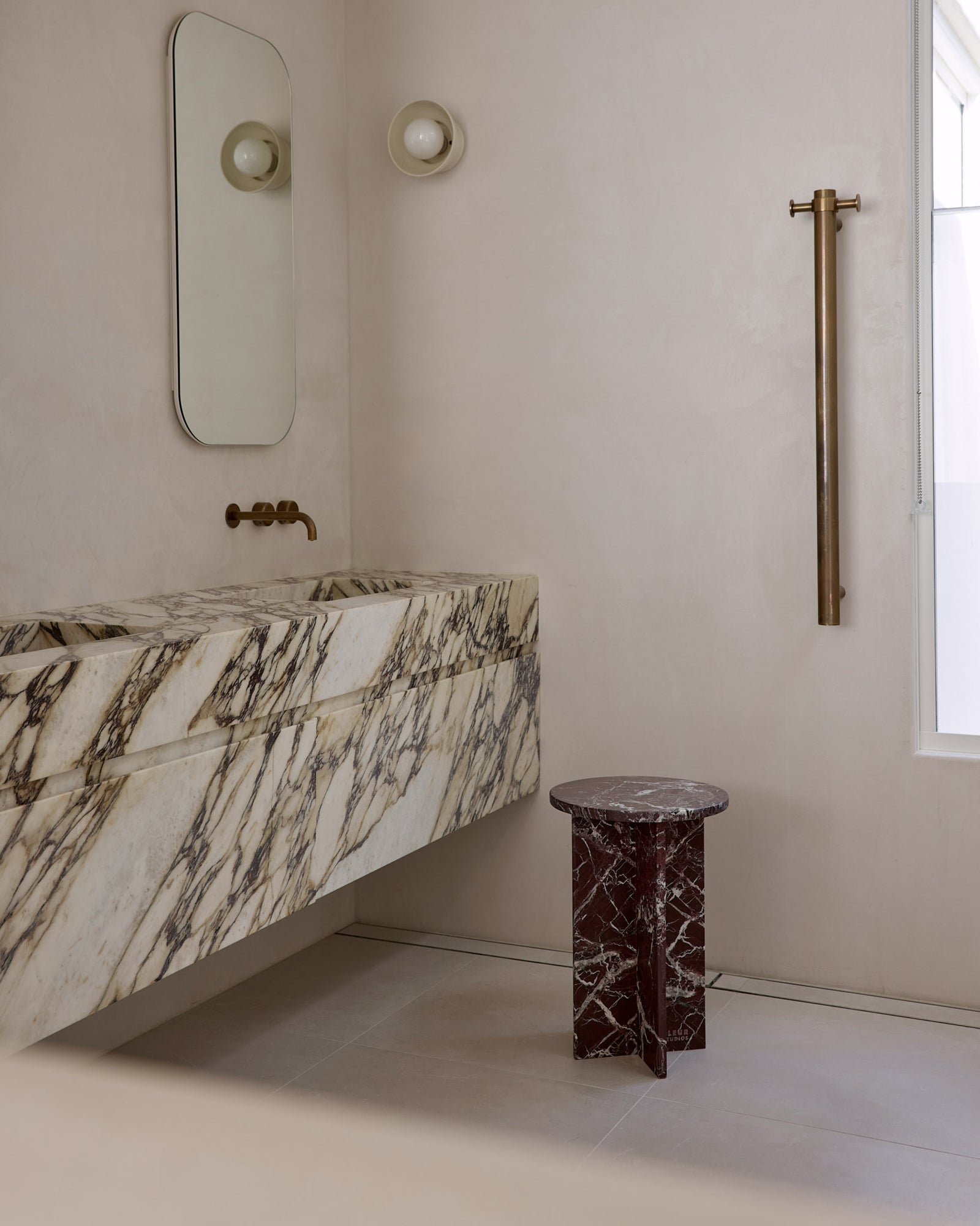 Franca Small Round Side Table - Rosa Levanto Marble | Fleur Studios