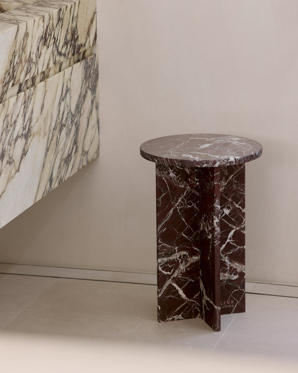 Franca Small Round Side Table - Rosa Levanto Marble | Fleur Studios