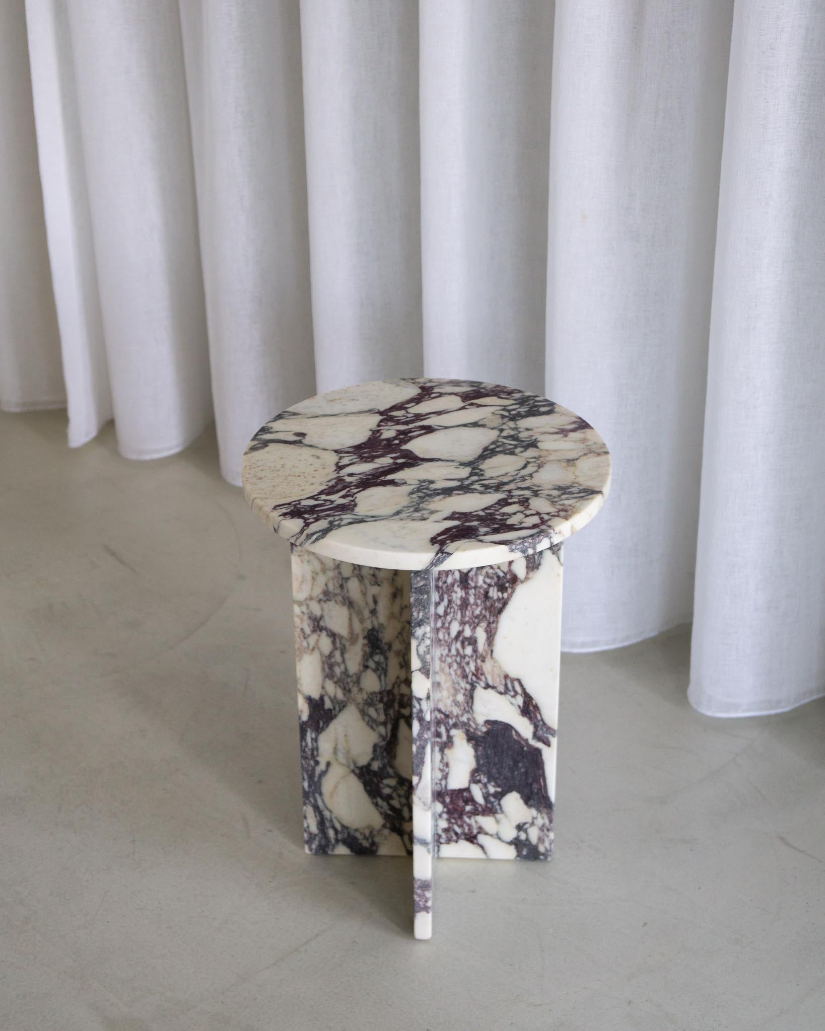  Franca Round Small Side Table – Calacatta Viola Marble | Fleur Studios