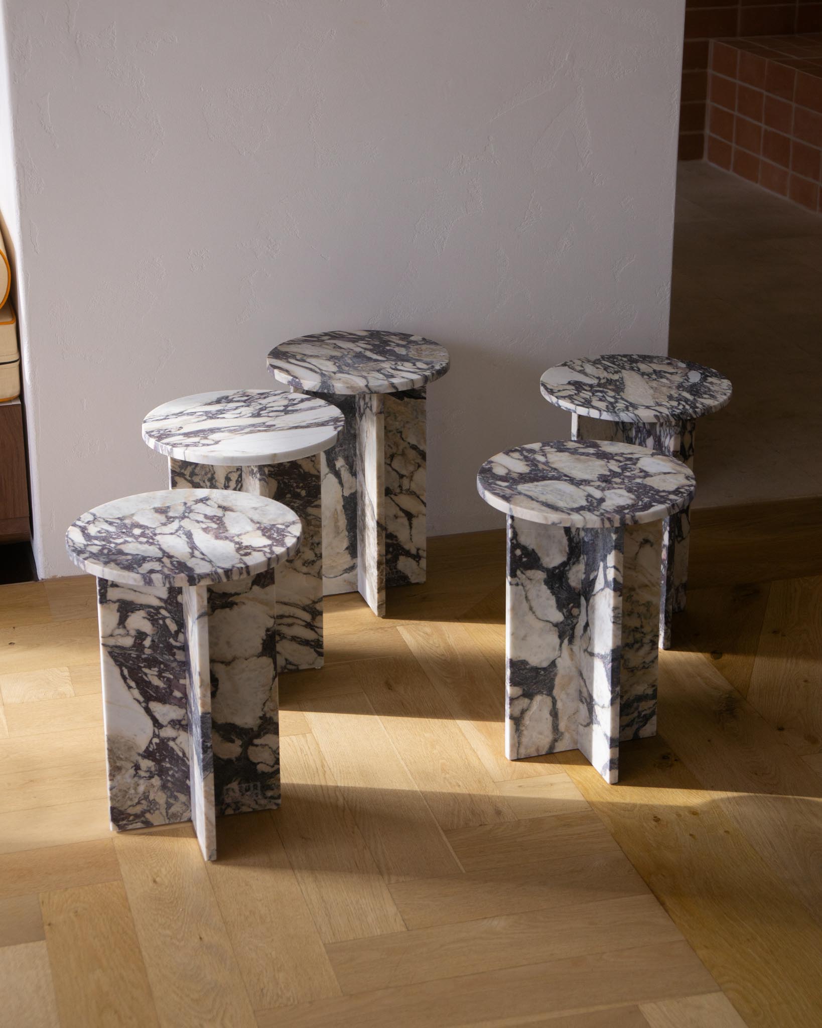  Franca Round Small Side Table – Calacatta Viola Marble | Fleur Studios