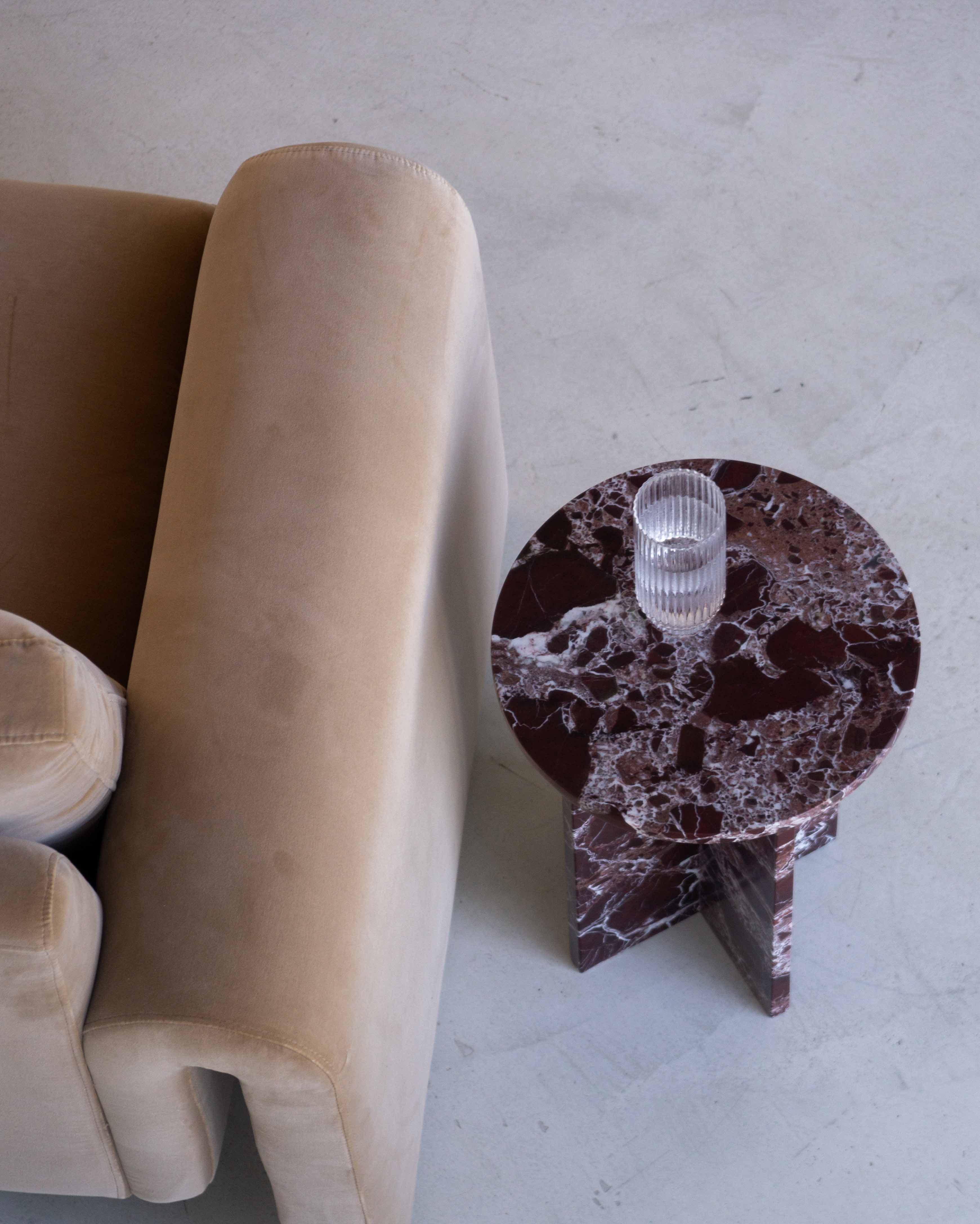 Franca Small Round Side Table - Rosa Levanto Marble | Fleur Studios