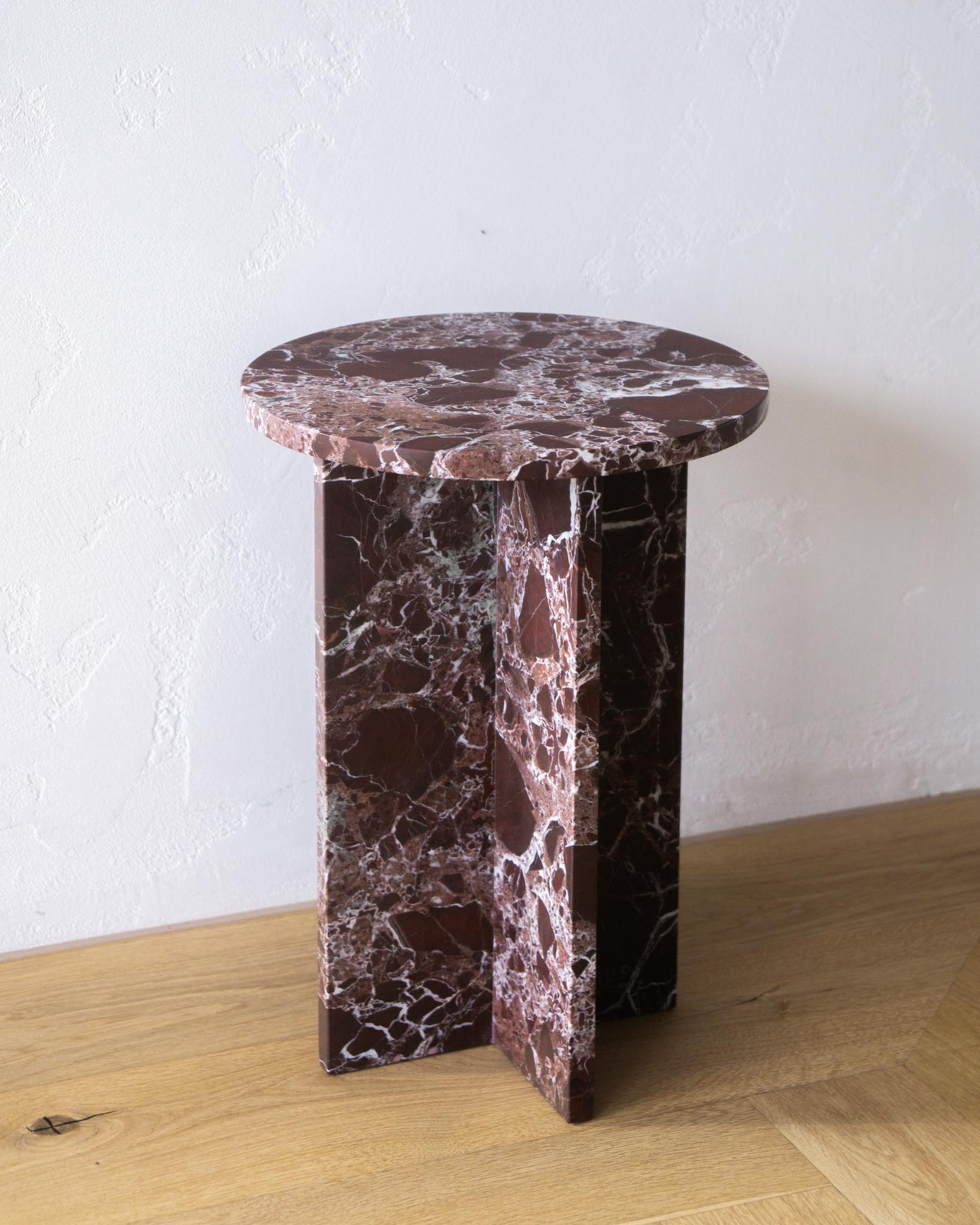  Franca Round Small Side Table – Rosa Levanto Marble | Fleur Studios