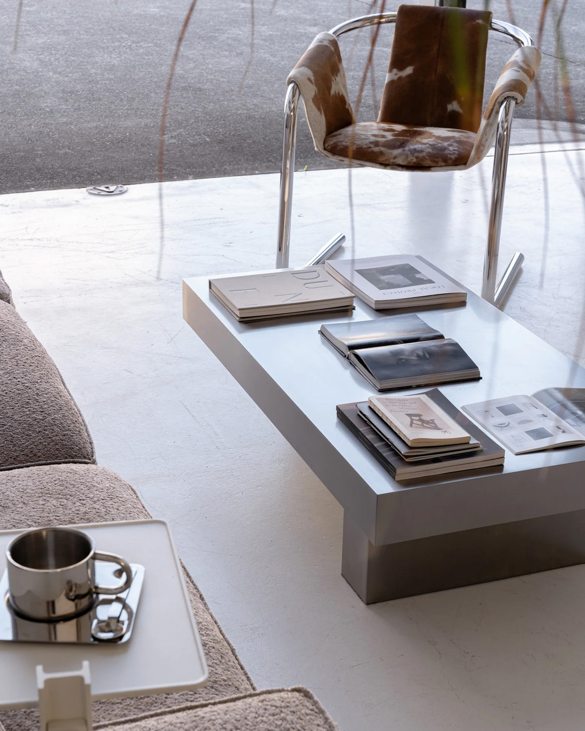 Stainless steel coffee table styled