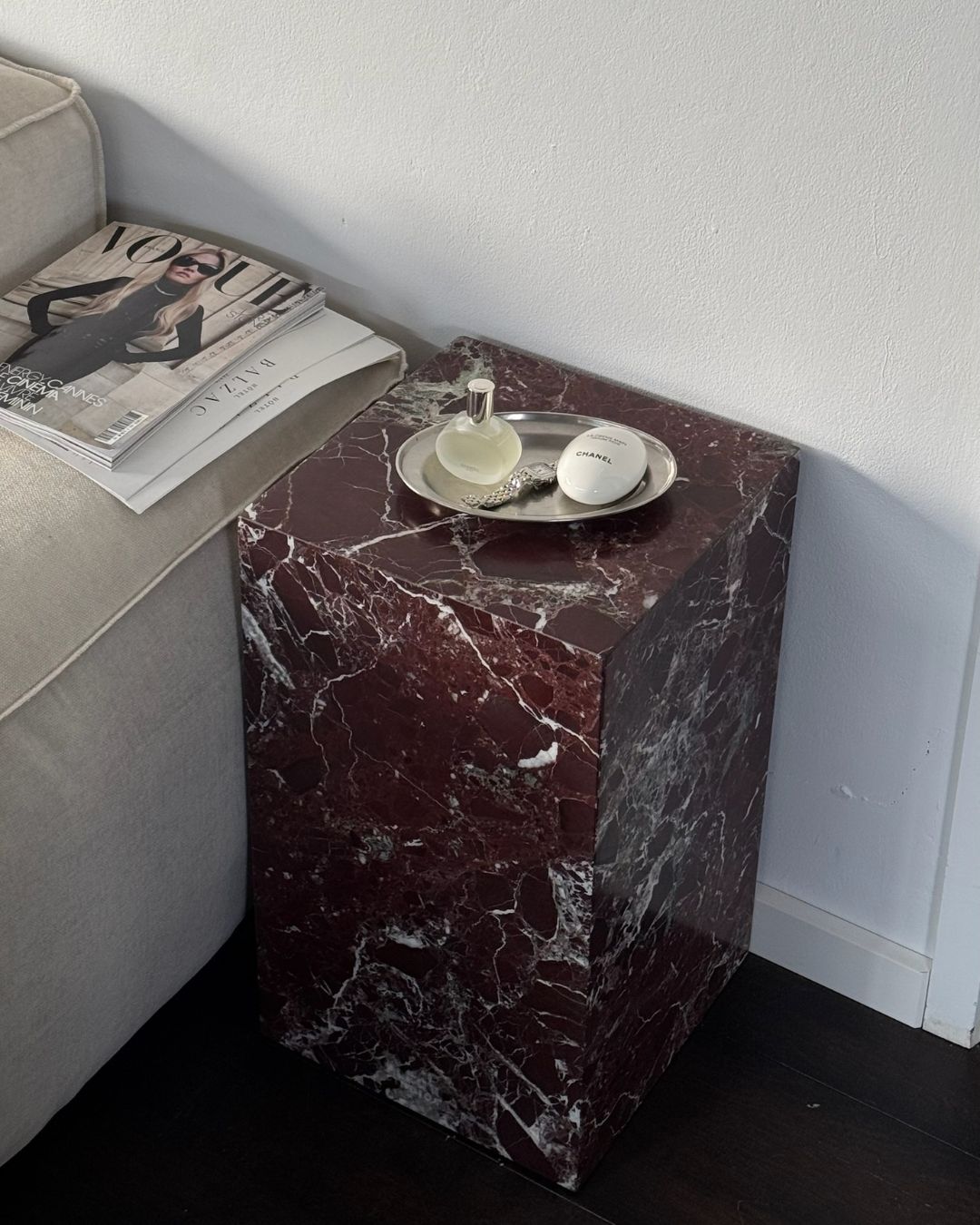 Marble plinth side table