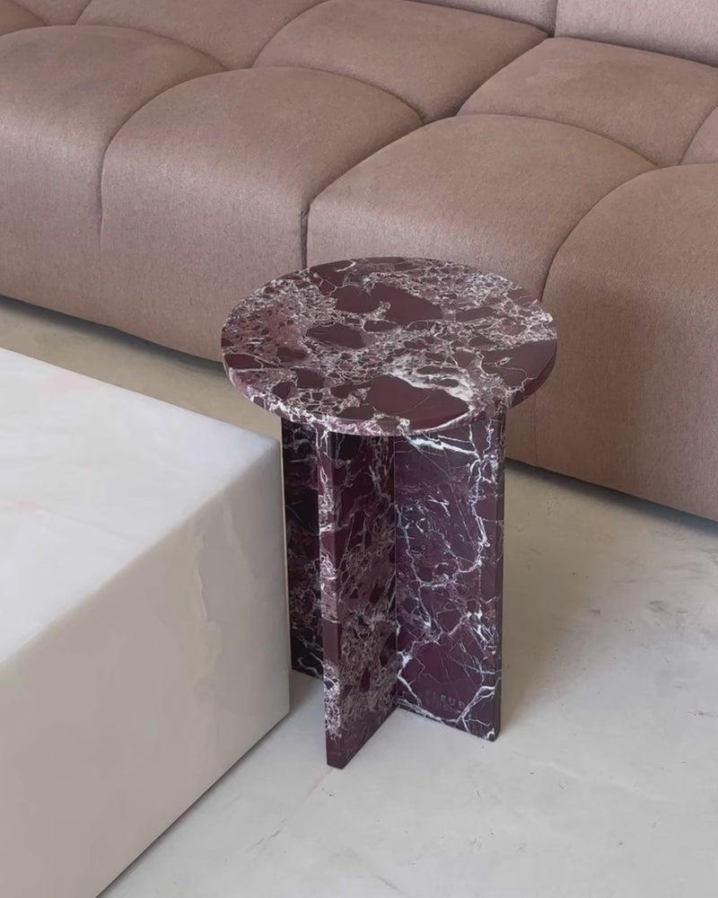 Franca Small Round Side Table - Rosa Levanto Marble | Fleur Studios