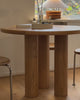Oak dining table styled.