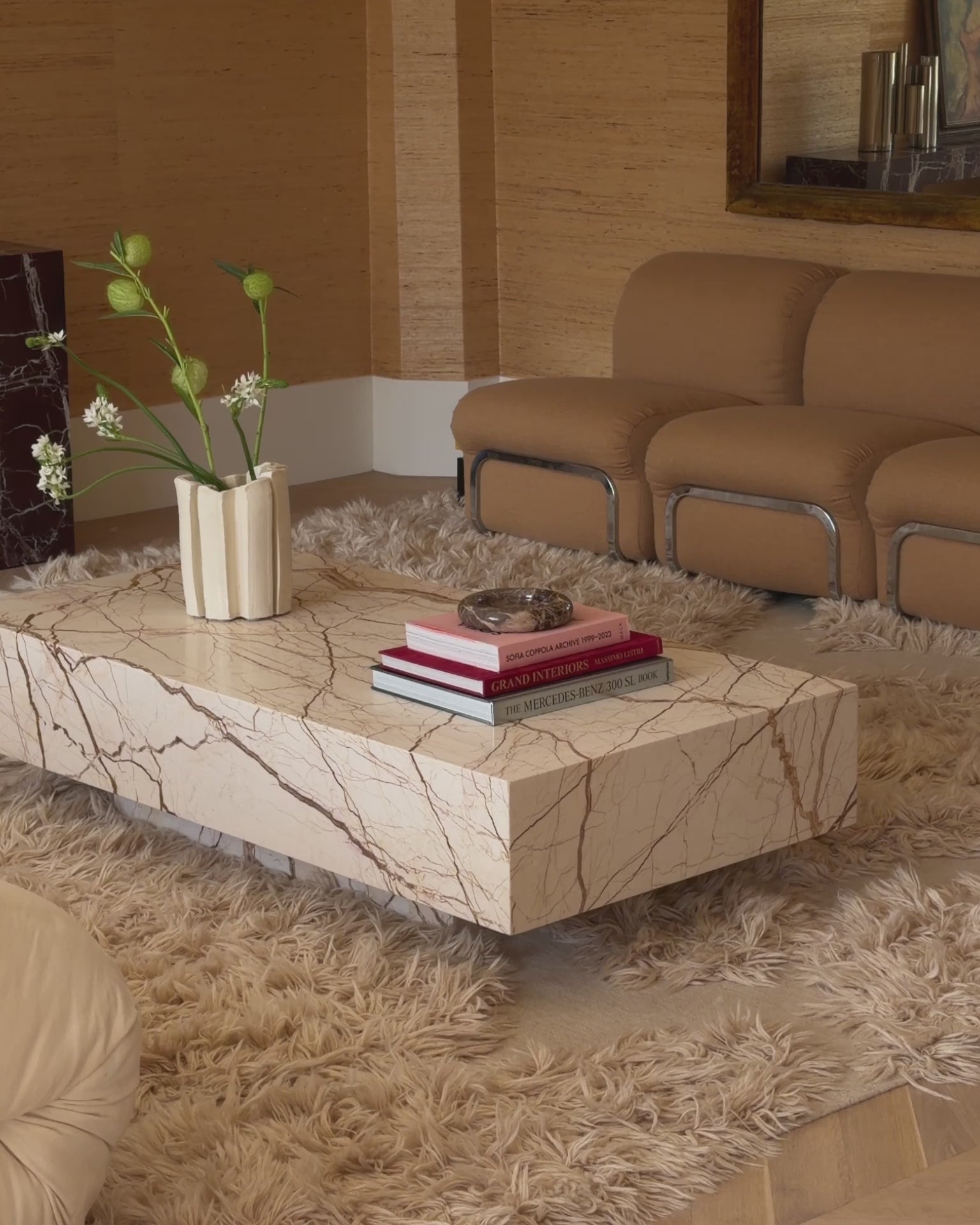 Large honeycomb marble coffee table product video