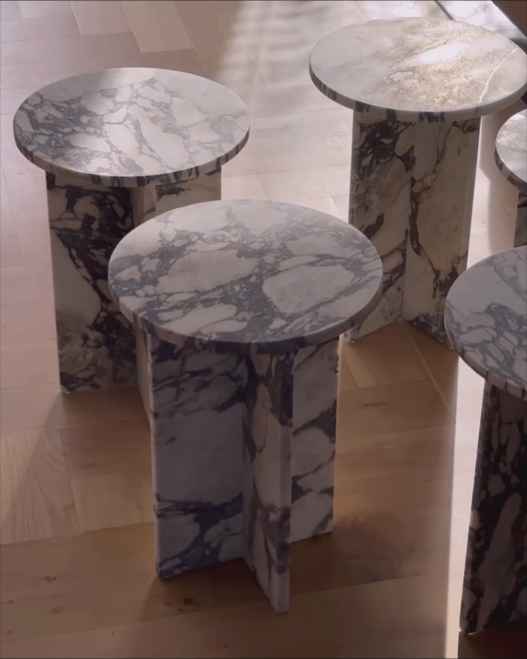  Franca Round Small Side Table – Calacatta Viola Marble | Fleur Studios